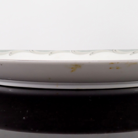 Vtg Japanese Broadway Rose Pattern Fine China Platter Silver Trim Grey on White - Picture 9 of 13